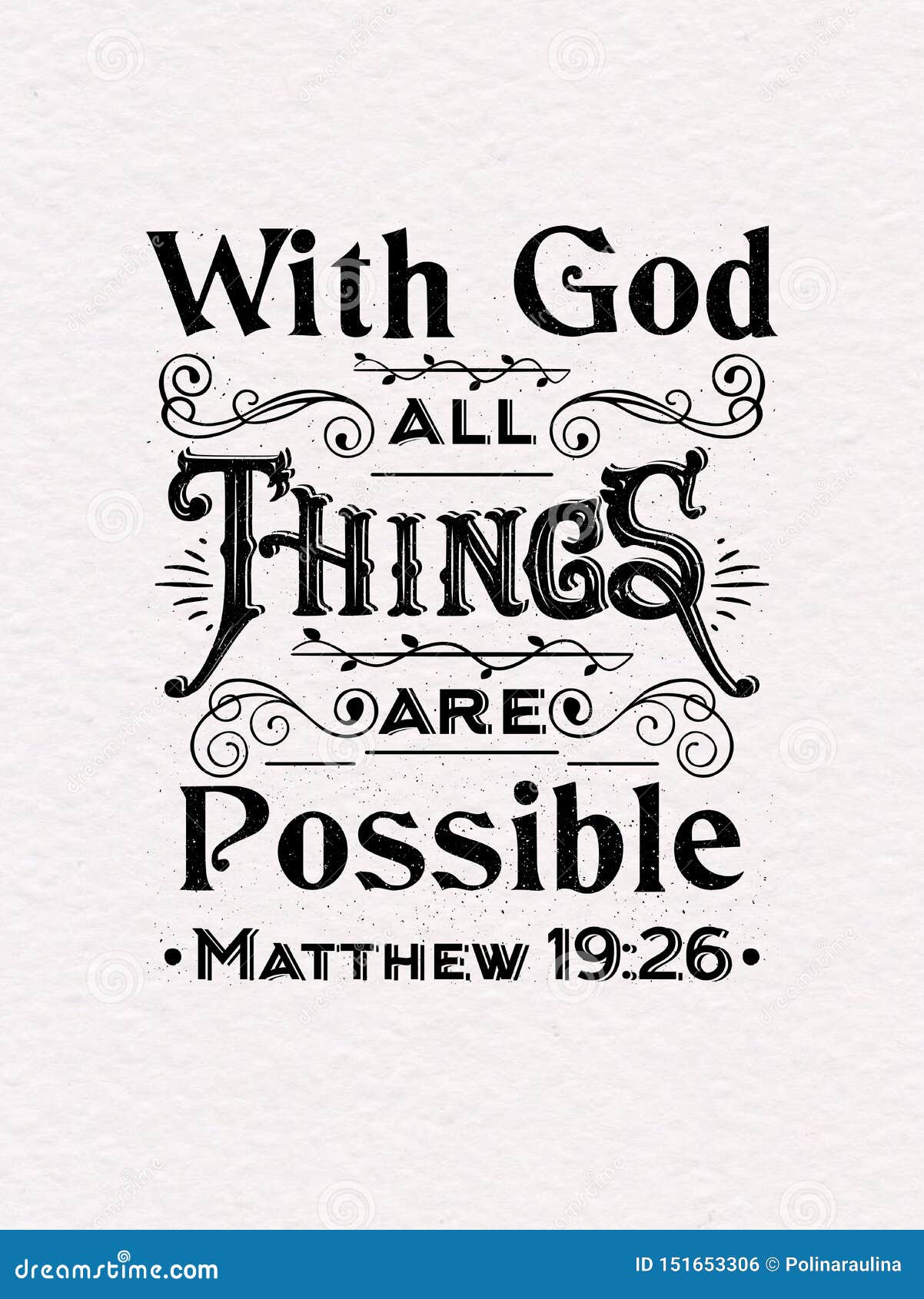 biblical background with hand lettering with god all things are possible.