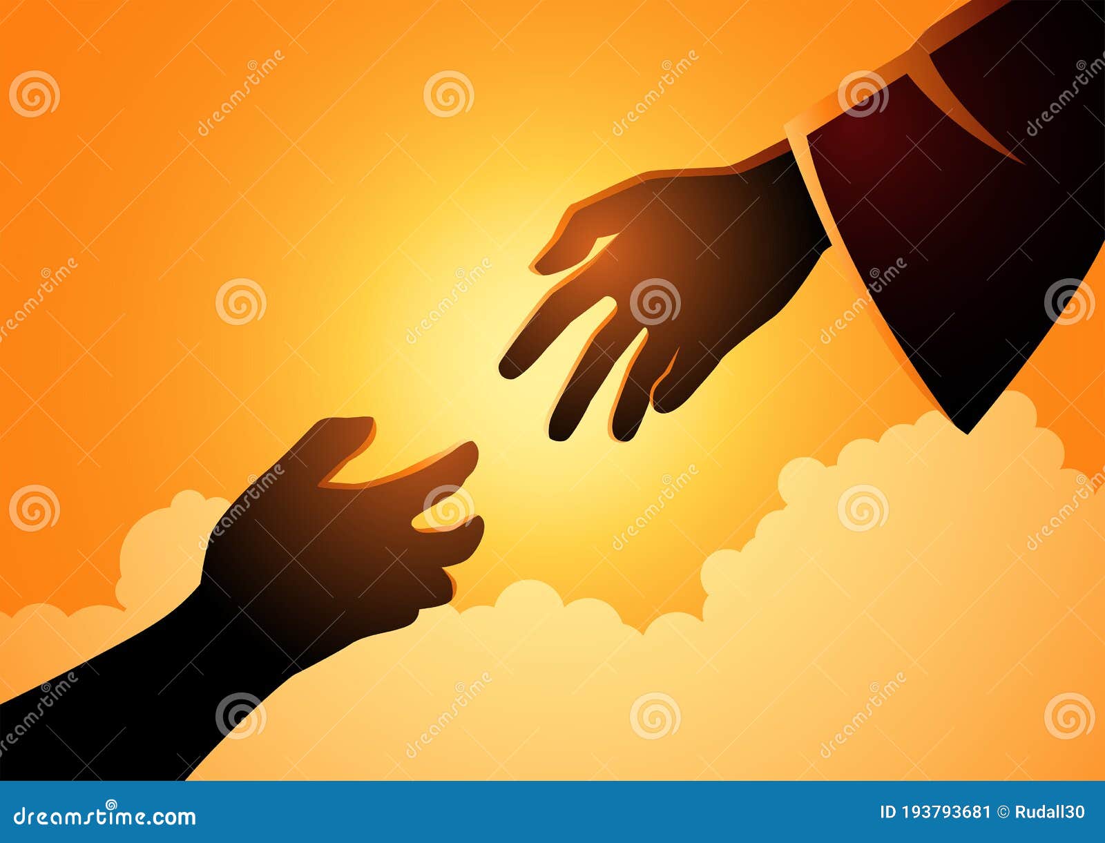 god hand reaching out for human hand