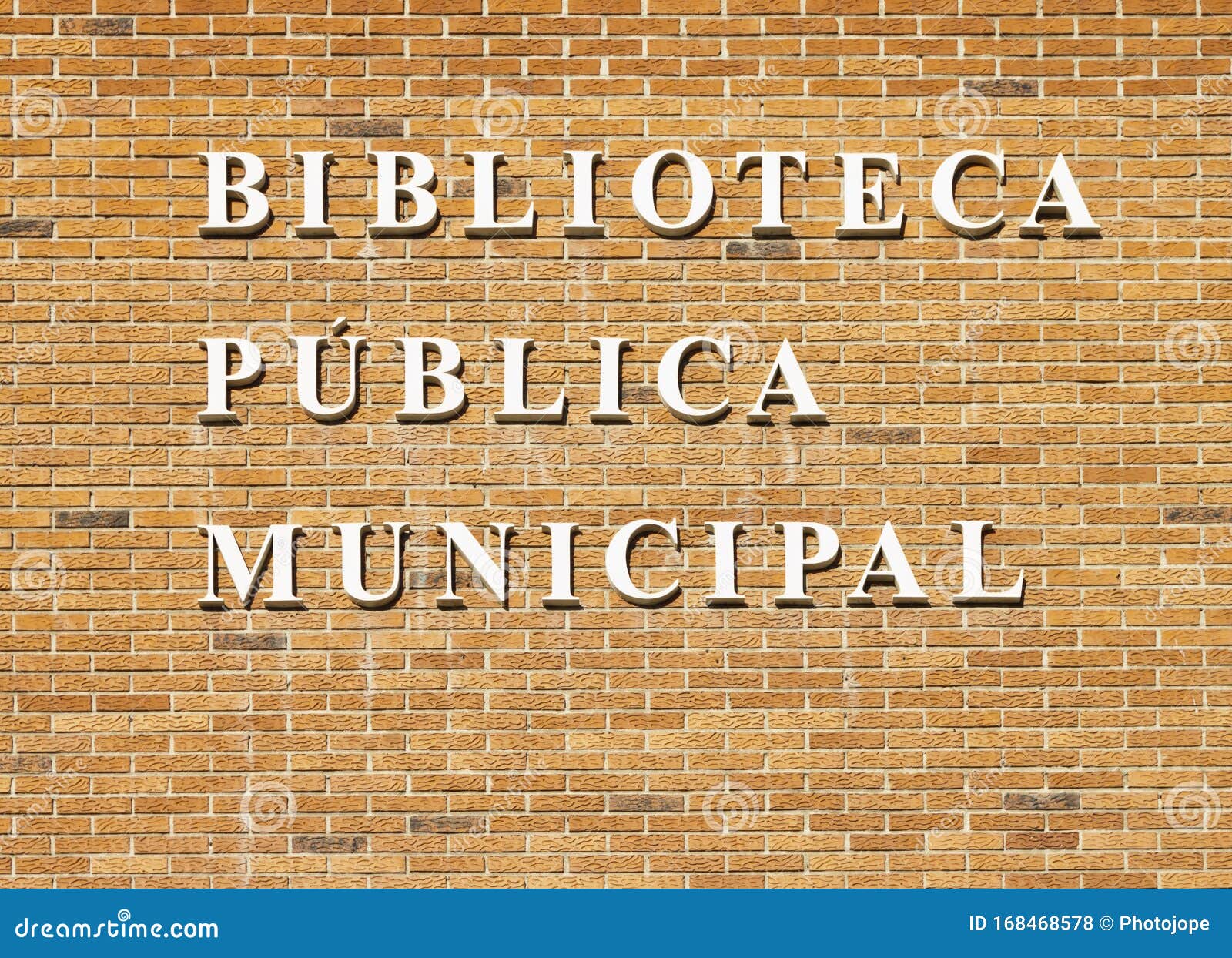 biblioteca publica municipal sign. city public library in spanish