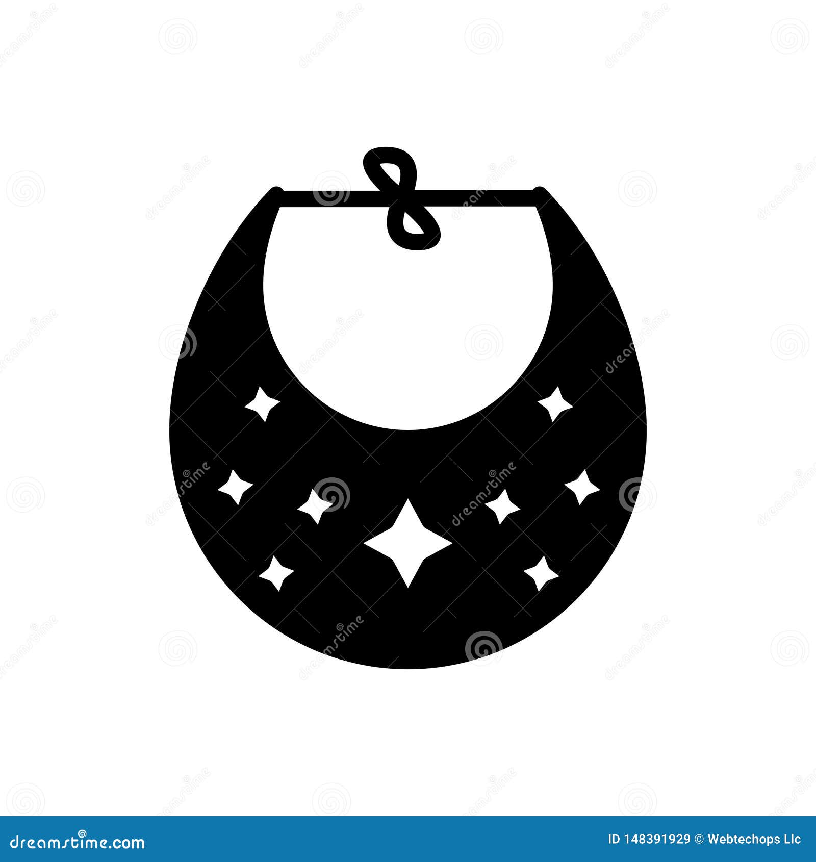 Black Solid Icon for Bibs, Baby Bibs and Apparel Stock Vector