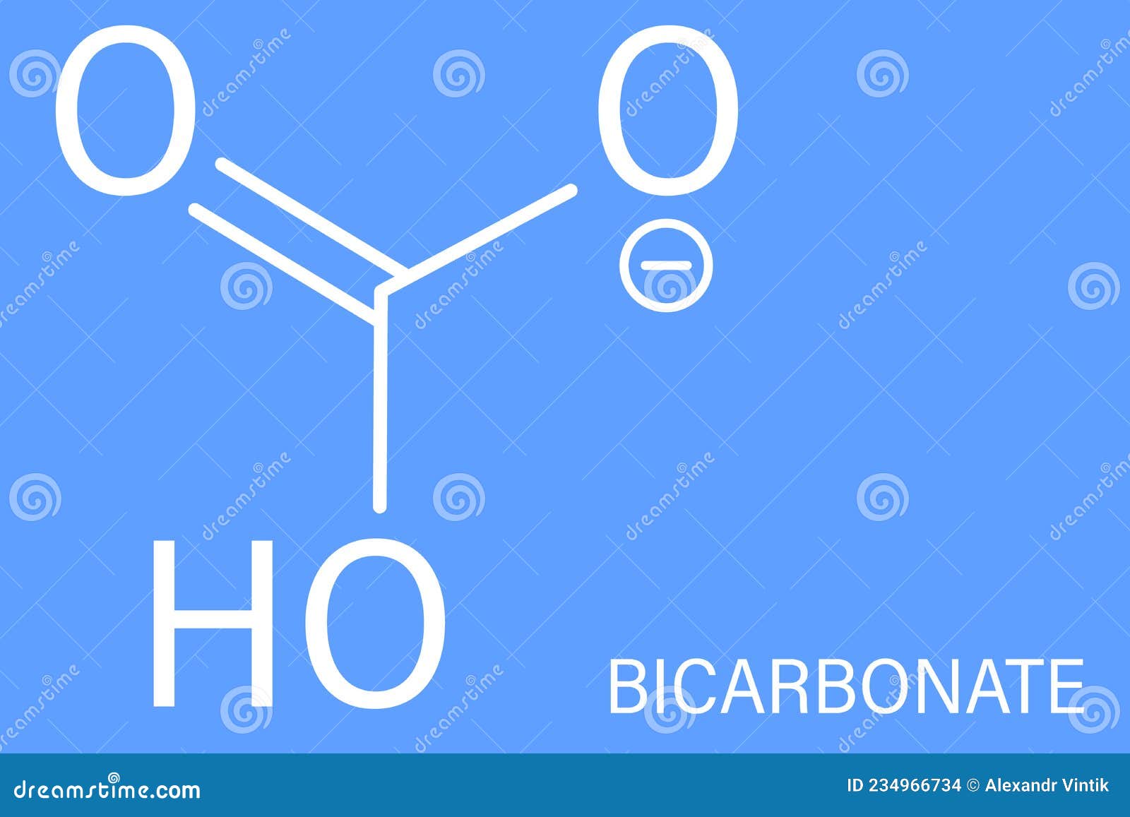 Bicarbonate Anion Molecule Skeletal Formula, Chemical Structure. Stock