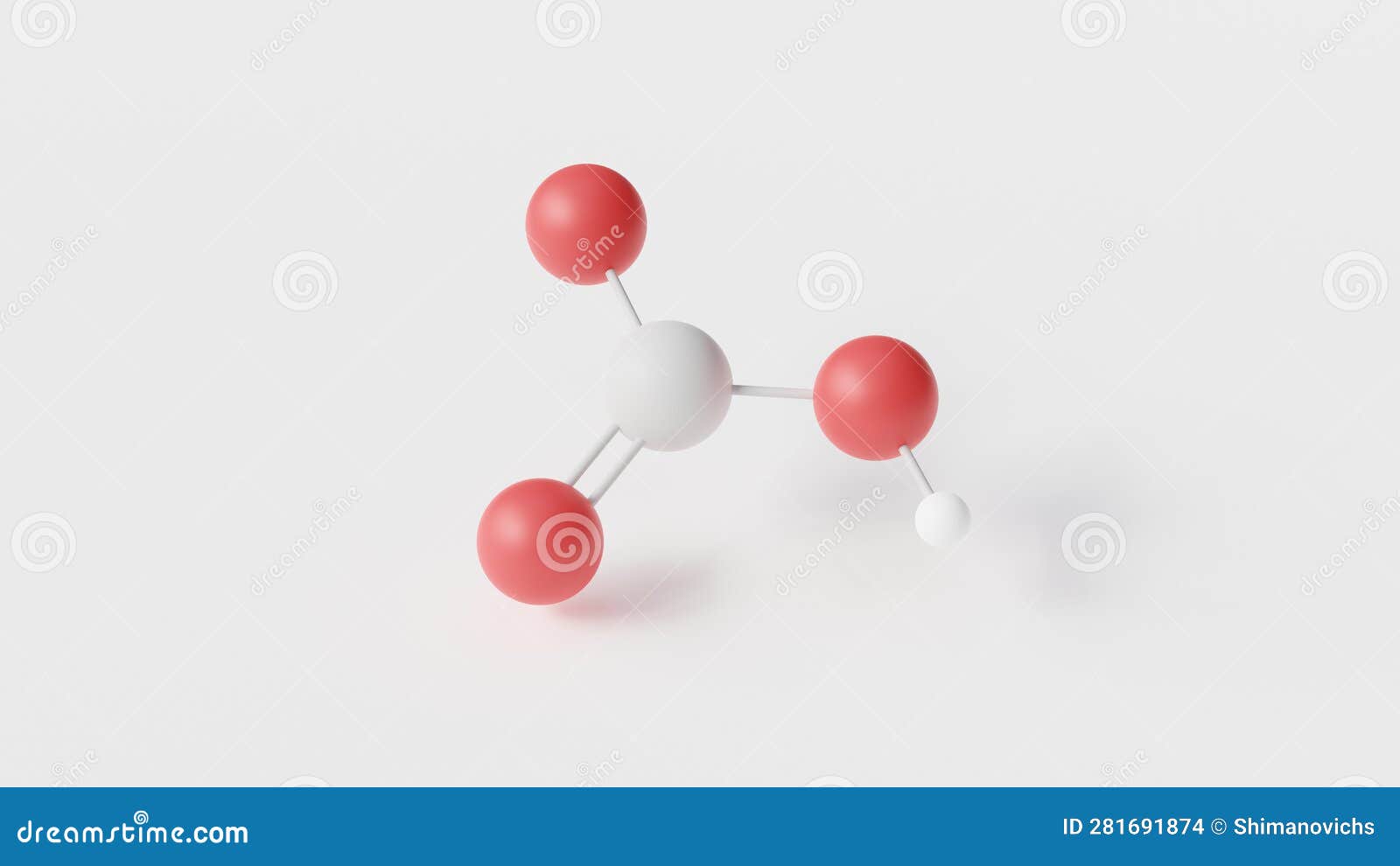 Bicarbonate Molecule 3d, Molecular Structure, Ball and Stick Model