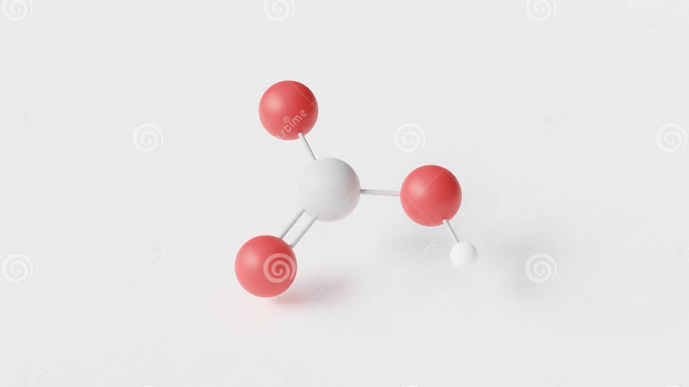 Bicarbonate Molecule 3d, Molecular Structure, Ball and Stick Model