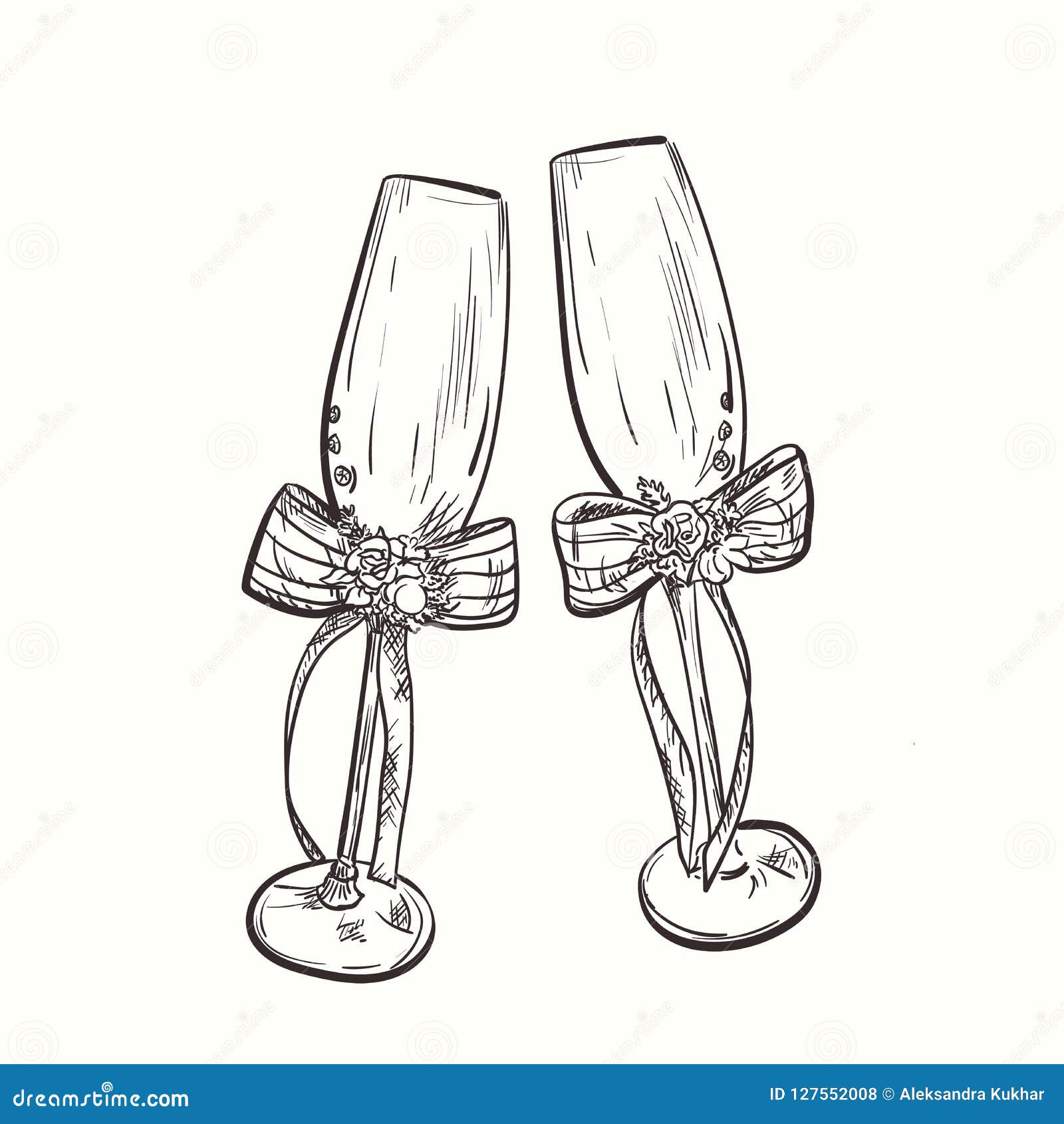 Bicchieri Di Vino Di Nozze Del Disegno Con L Arco Illustrazione Vettoriale Illustrazione Di Sposato Invito 127552008
