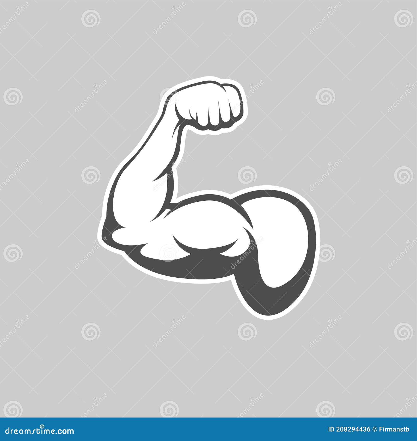 Strong arm bodybuilding flat line Royalty Free Vector Image