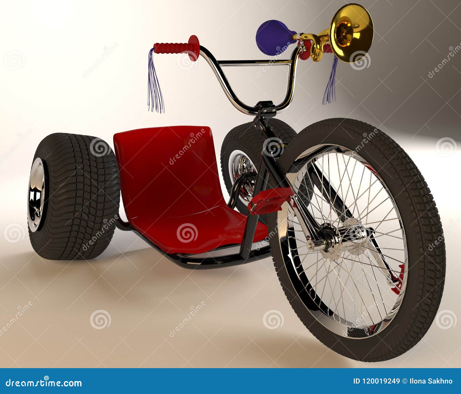 Bicicleta De Tres Ruedas En Un Fondo Blanco Stock de ilustración - Ilustración de bicicleta, fondo: 120019249