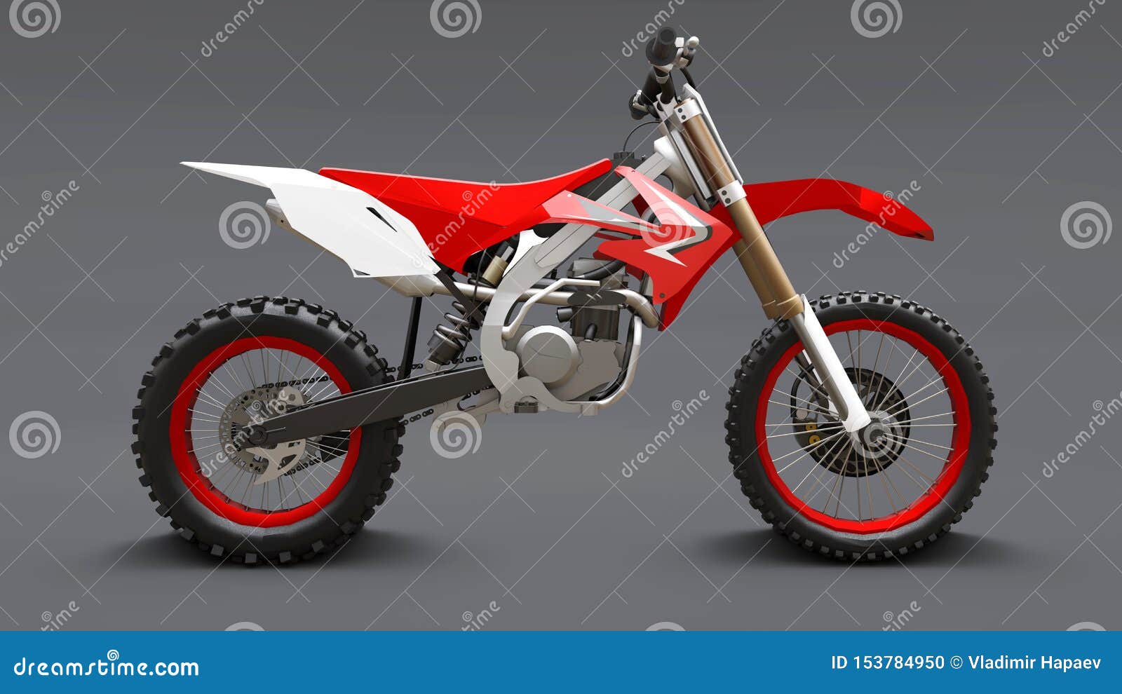 Moto de motocross na ilustração de renderização 3d de fundo transparente