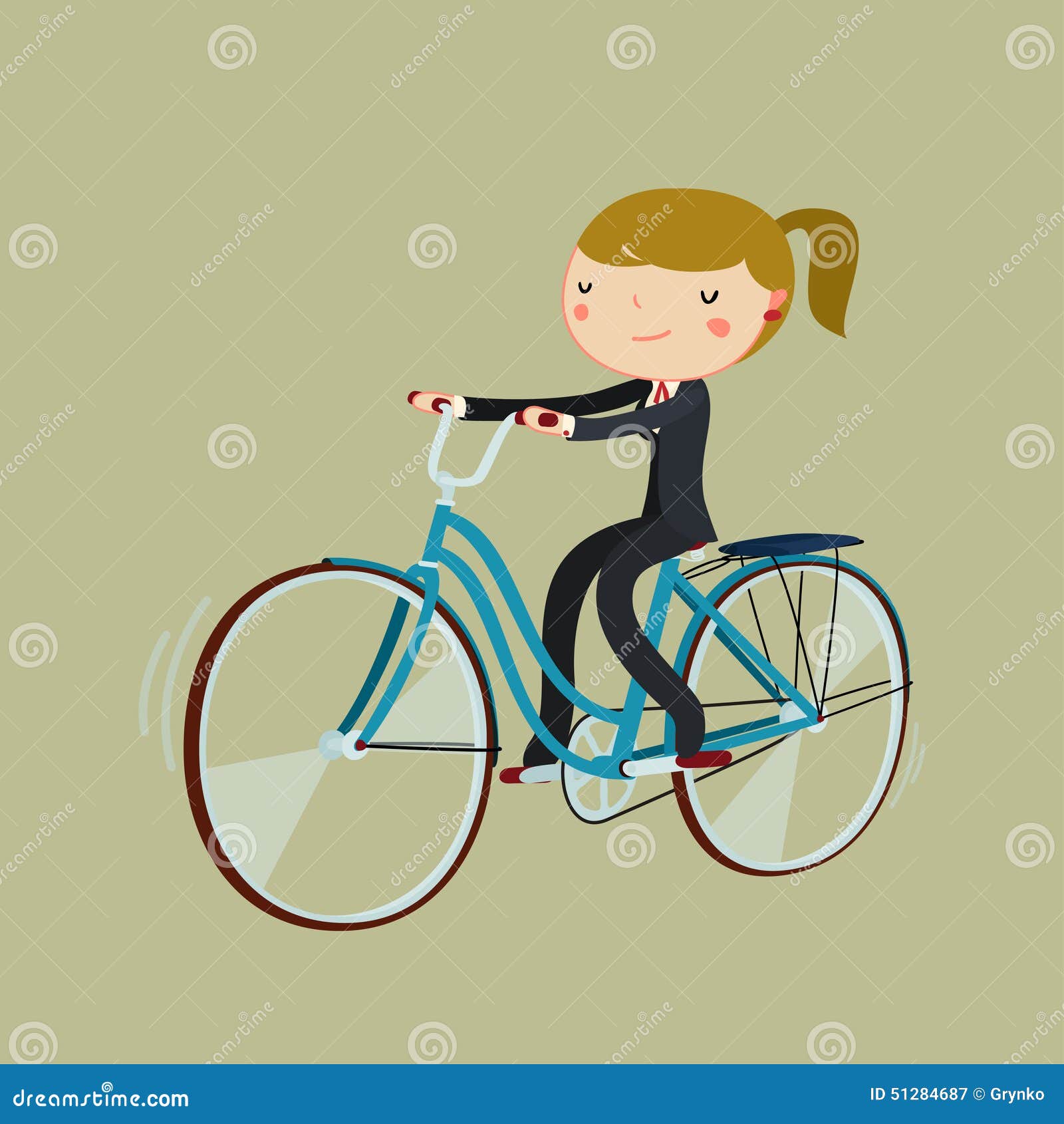Bicicletta Di Guida Della Donna Del Fumetto Dell Impiegato Di Concetto Bici Da Funzionare Illustrazione Vettoriale Illustrazione Di Concetto Amichevole