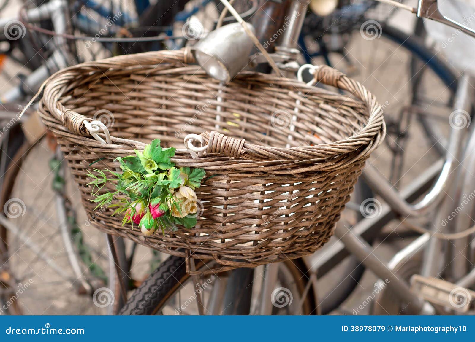 Bicycle Basket with Flowers Stock Image Image of park, outdoors 38978079