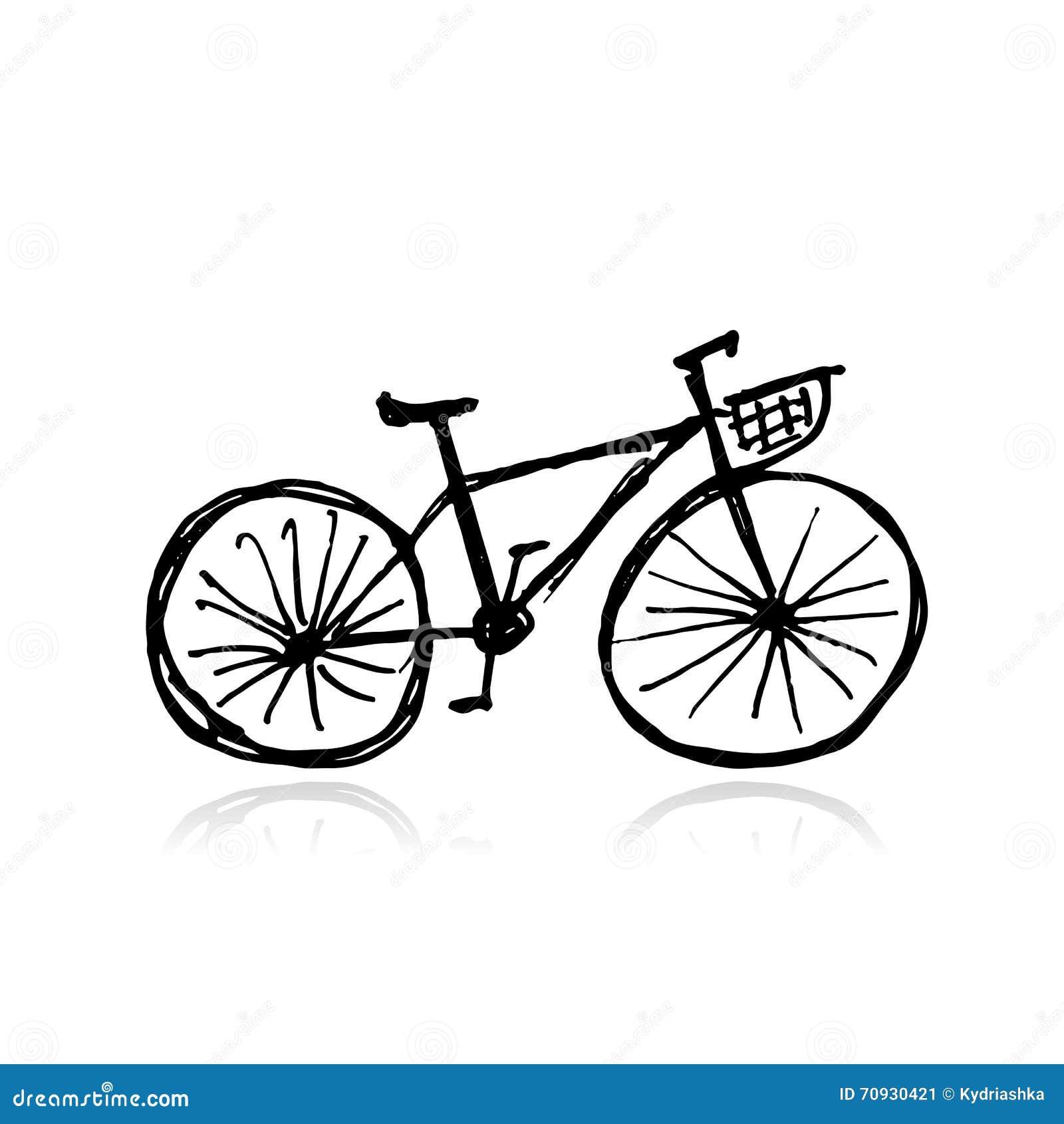 Bicycle with Basket Sketch for Your Design Stock Vector Illustration