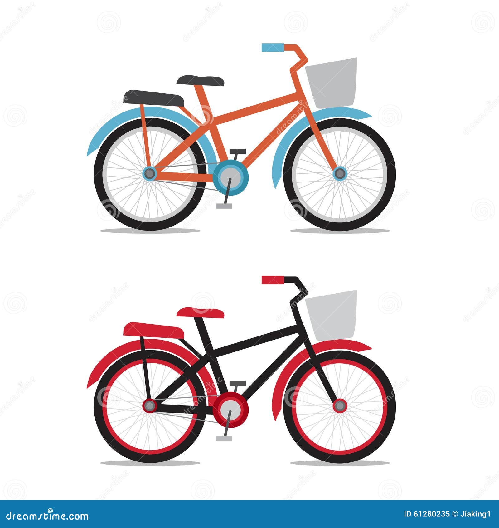 Bicycle with Baskets in Flat Style Stock Vector Illustration of