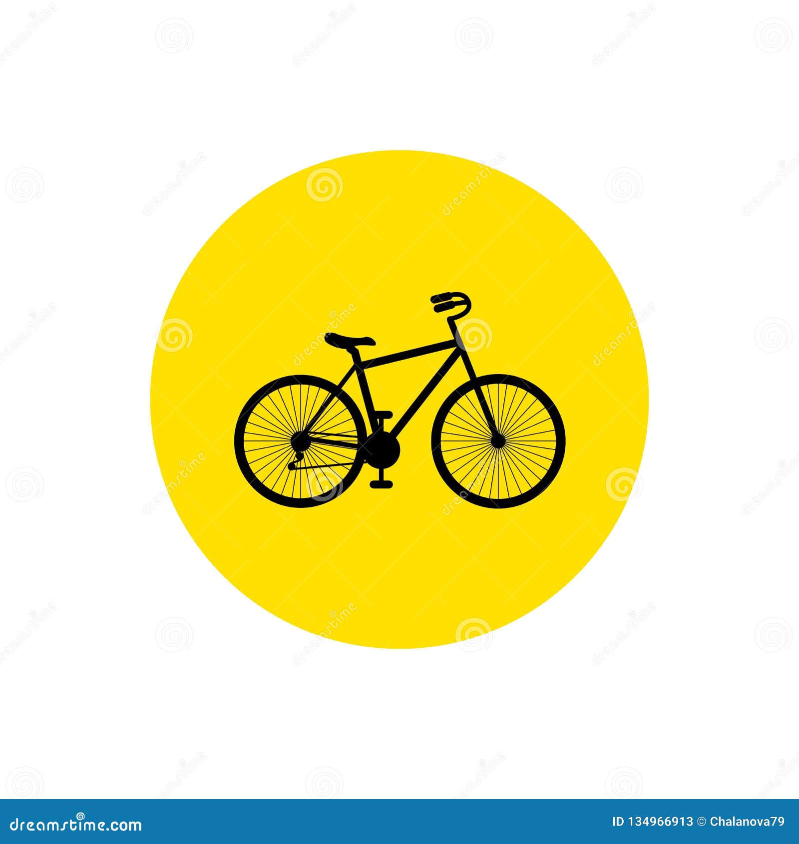 Bicycle. Bike Icon Vector. Bike Sign on Yellow Circle Isolated on White  Background Stock Illustration - Illustration of leisure, icon: 134966913