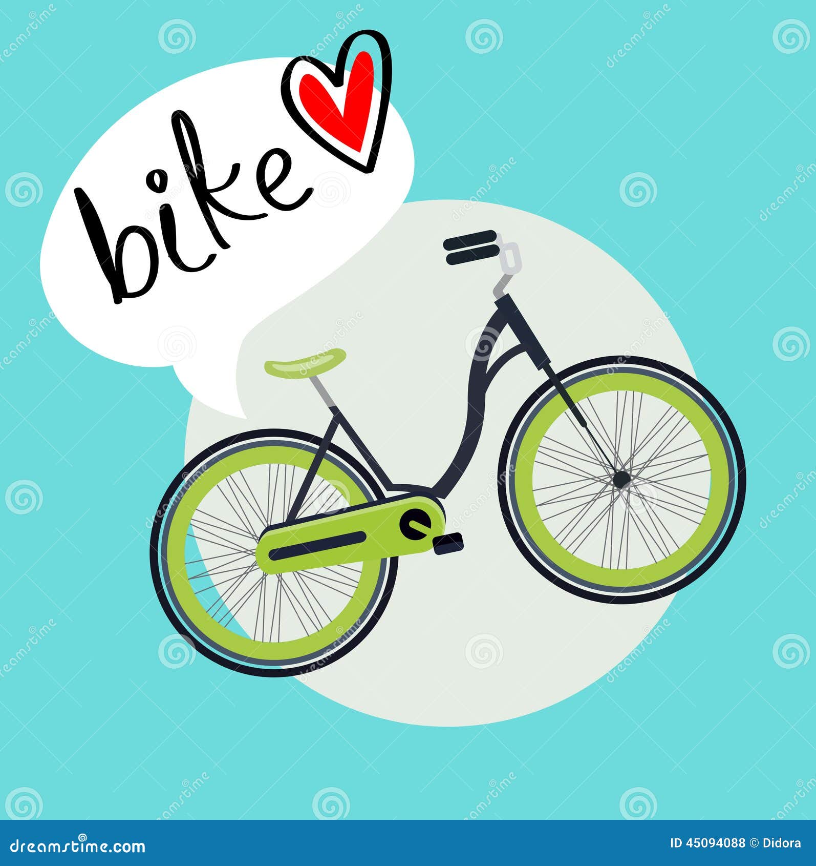 Bicycle with Bike Love Message Flat Design Vector Stock Vector
