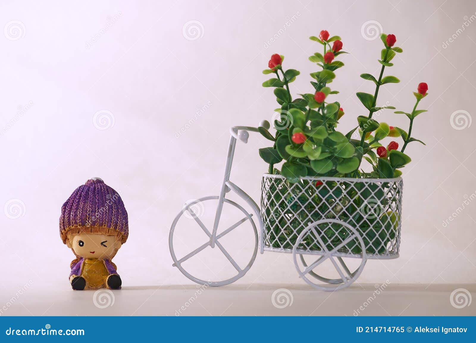 Bicycle with a Bouquet of Flowers. Funny Toy Winks Stock Image - Image ...