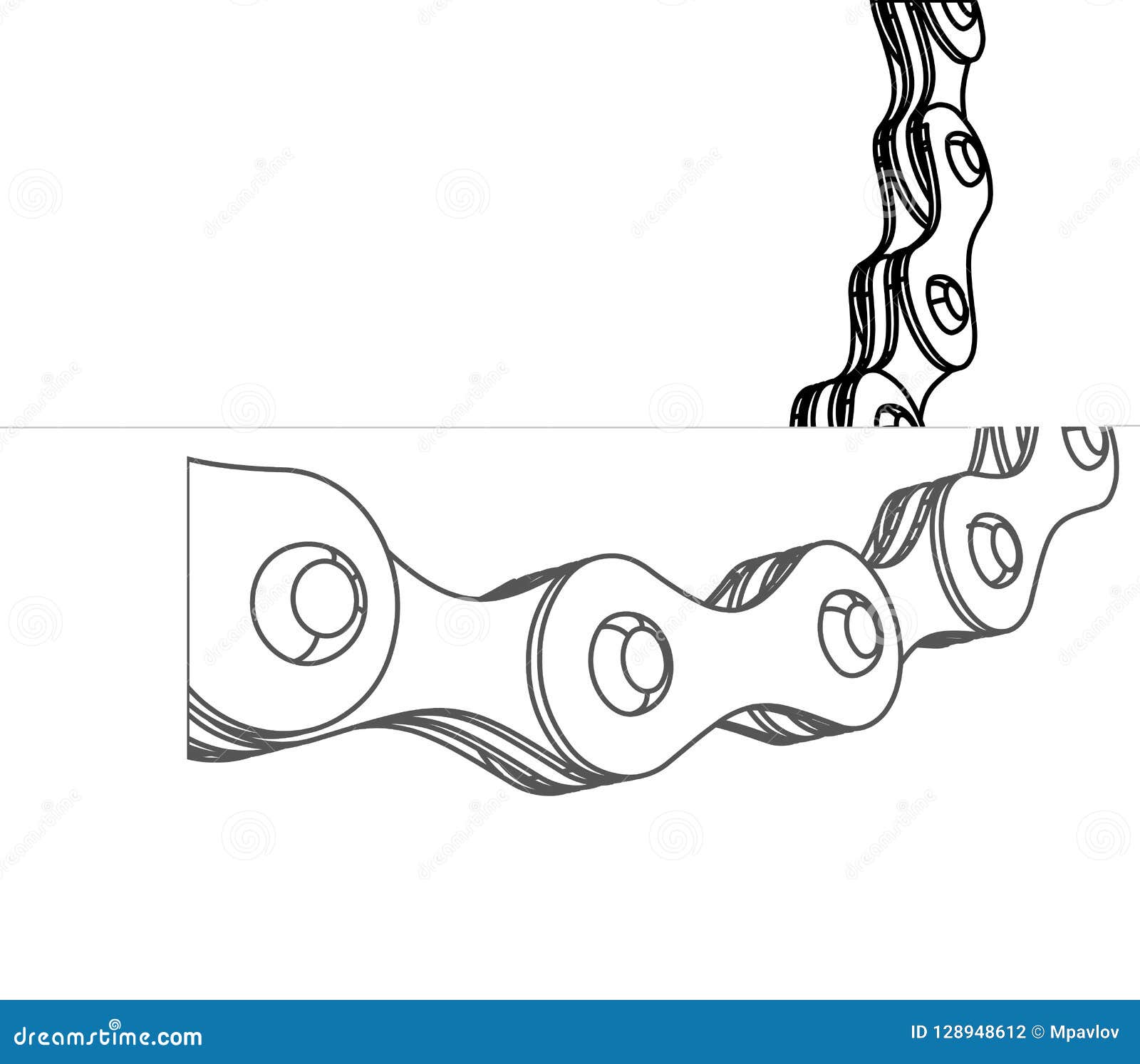 Bicycle Chain Closeup Vector Illustration. 3D Design Stock Vector