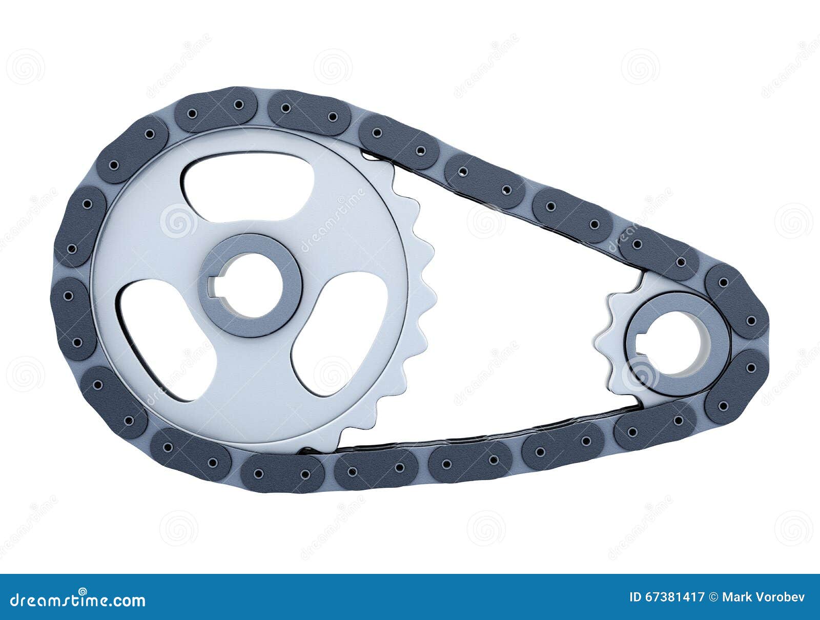 Bicycle Chain on the Gears Isolated on the Background. Side View Stock Illustration