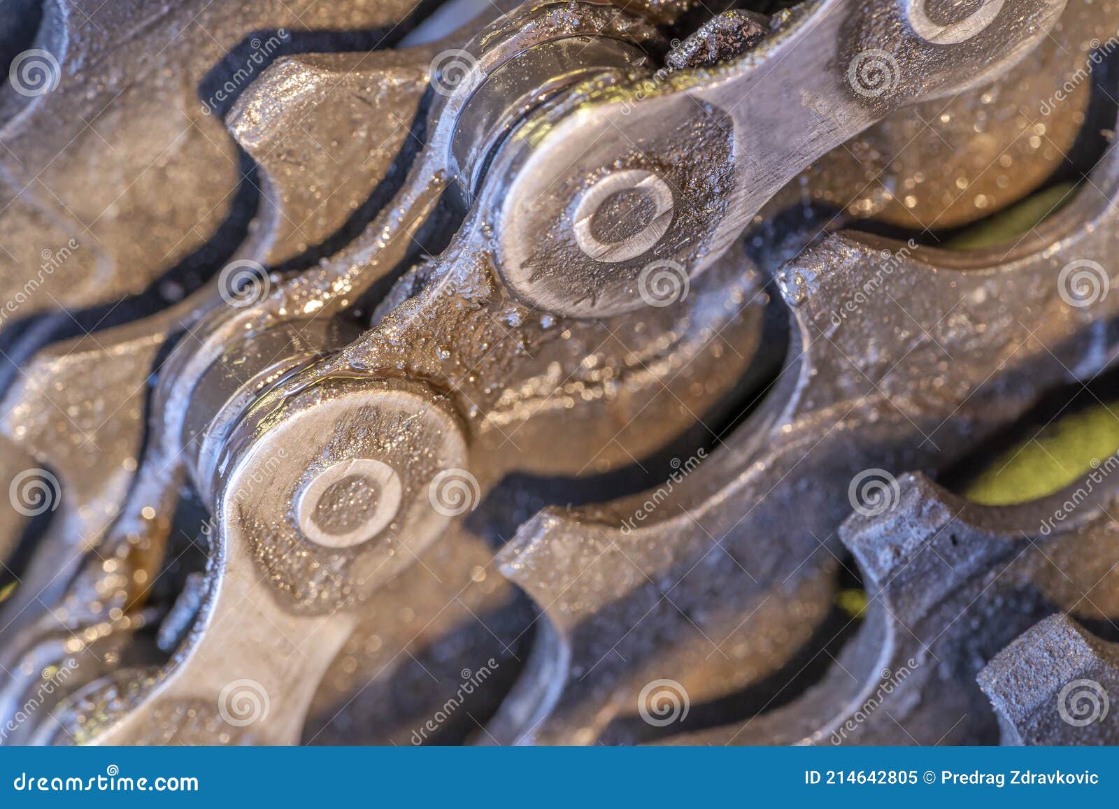 Bicycle chain with gears stock image. Image of close 214642805