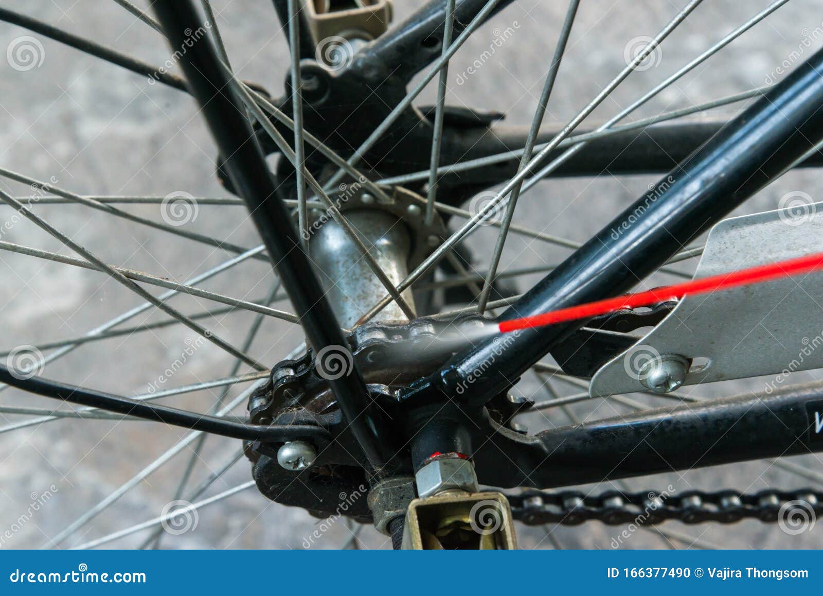 Bicycle Chain Lubrication with Oil Spray Stock Photo Image of