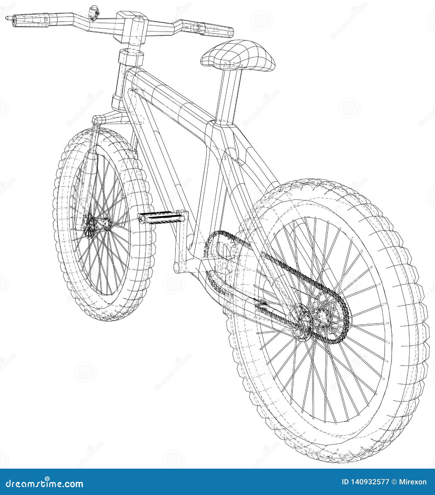 Bicycle. Created Illustration of 3d. Wireframe Style. the Layers of Visible and Invisible Lines