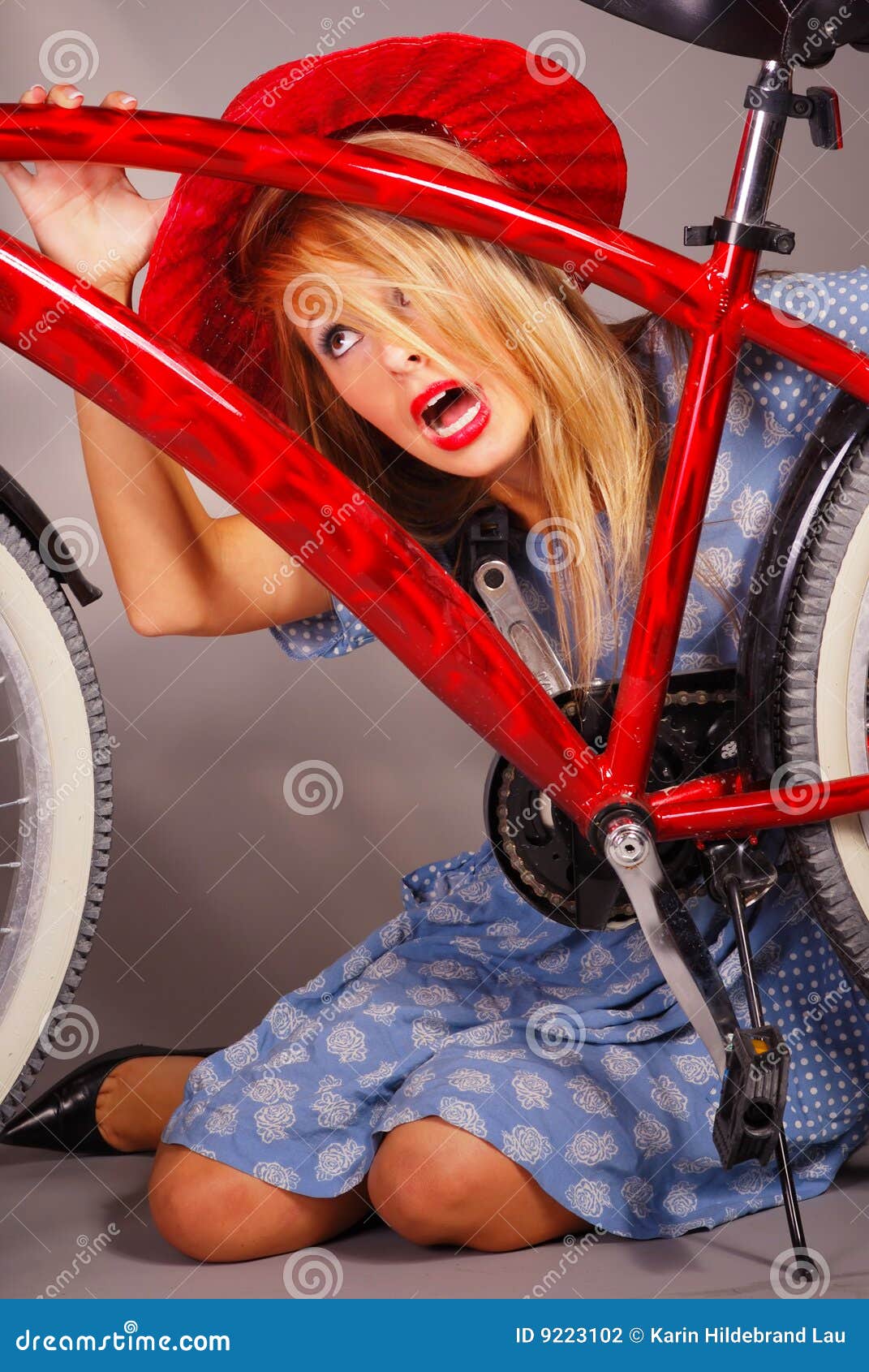 Bicycle Girl stock photo. Image of fashion, dress, background 9223102