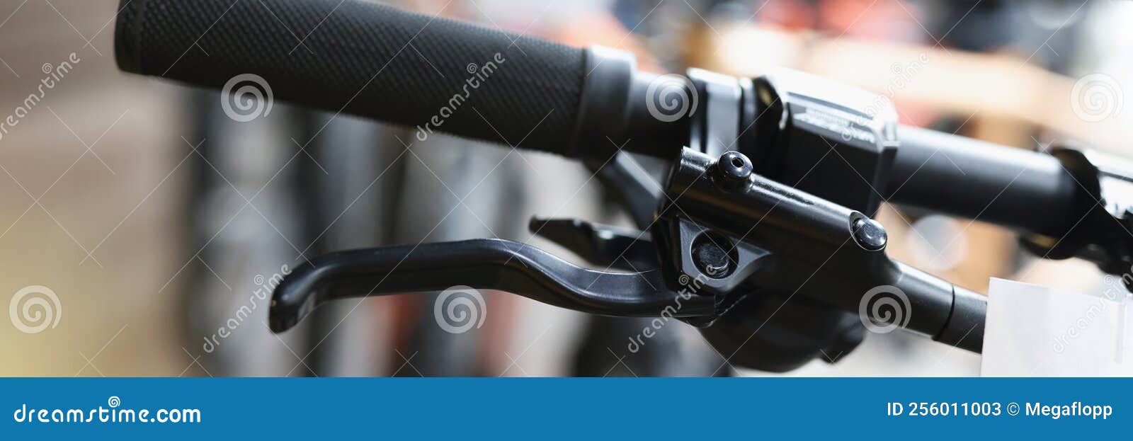 Bicycle Handlebar with Handbrake in Parking Closeup Stock Image Image