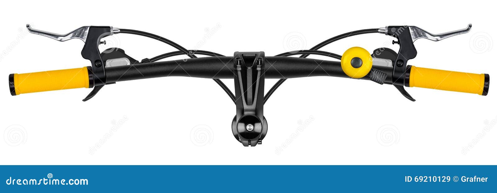 Bicycle Handlebar with Yellow Grips Stock Image Image of detail, shift 69210129