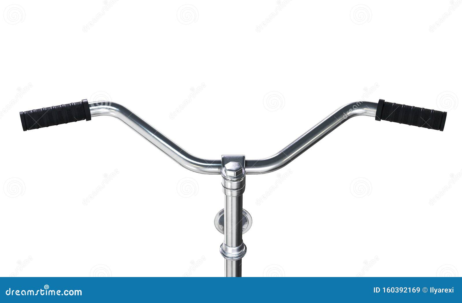 Bicycle Handlebars Isolated on White Background. First Person View