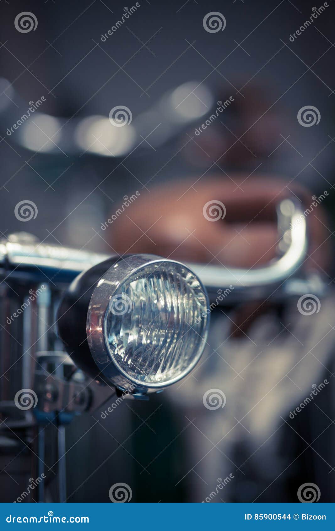 Bicycle headlight detail stock photo. Image of shiny 85900544