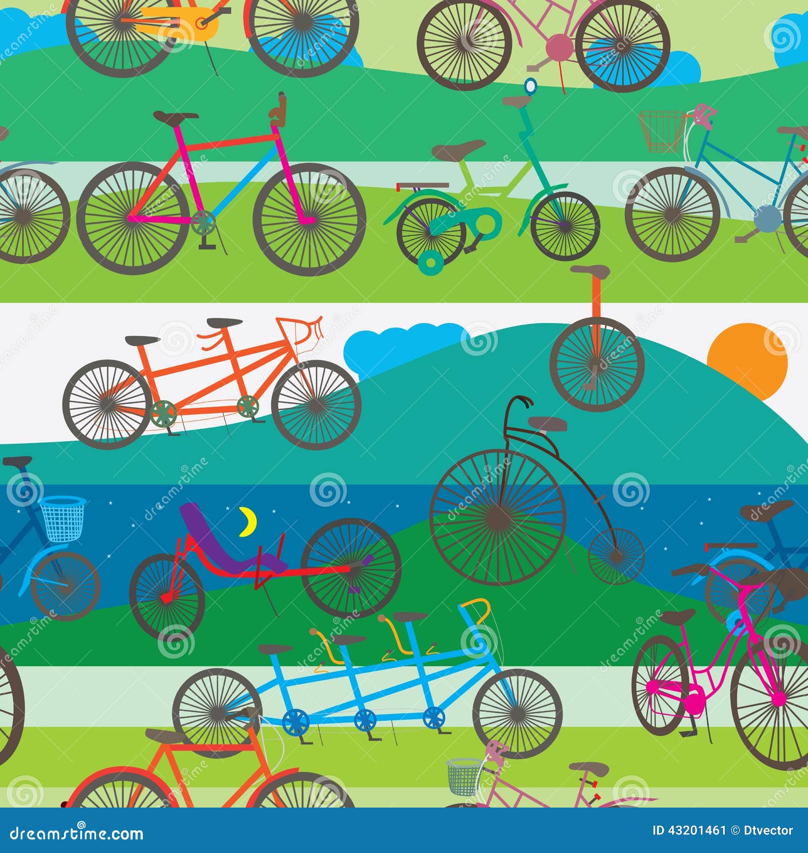 bicycle hiking seamless pattern