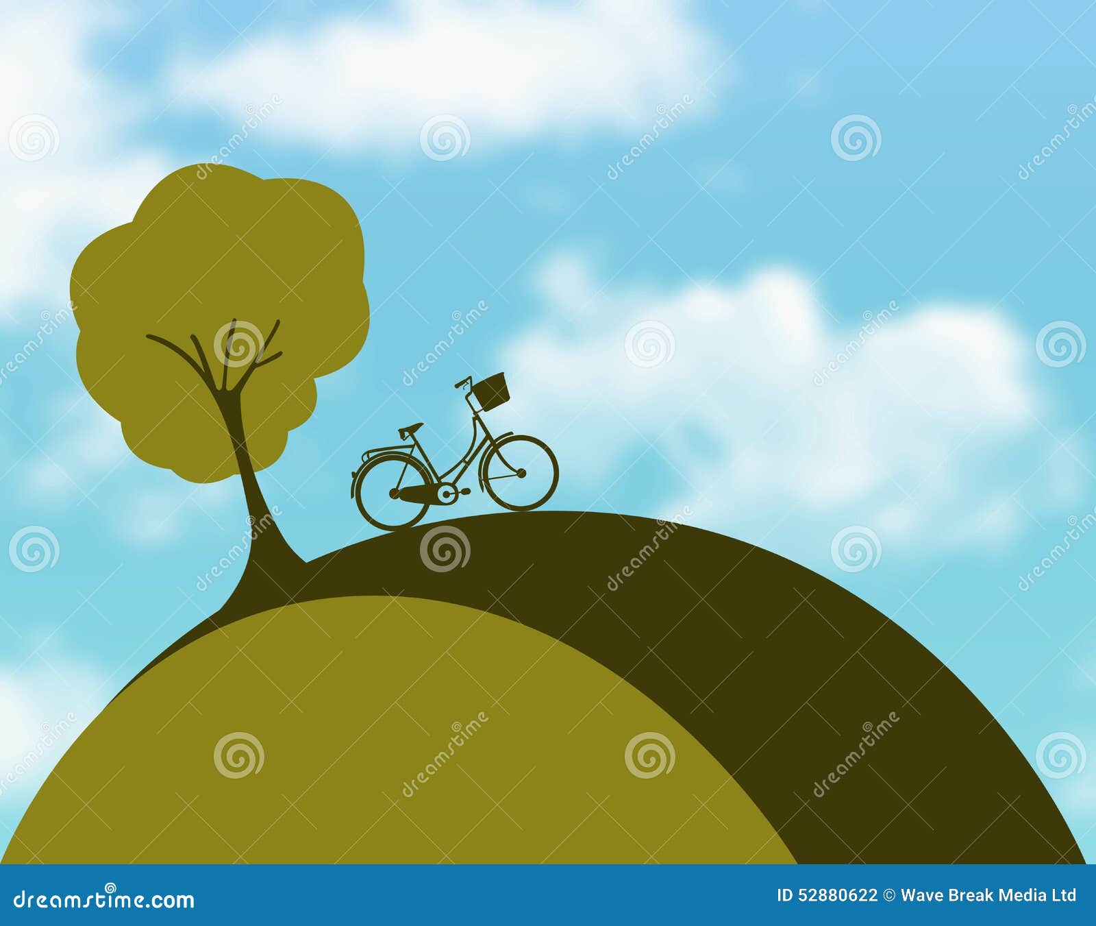 Bicycle on hill vector stock vector. Illustration of vector 52880622