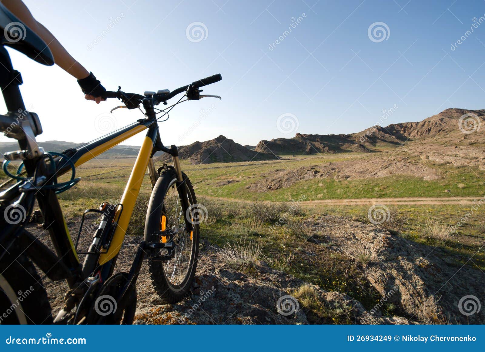 Bicycle among hills stock image. Image of active, activity 26934249