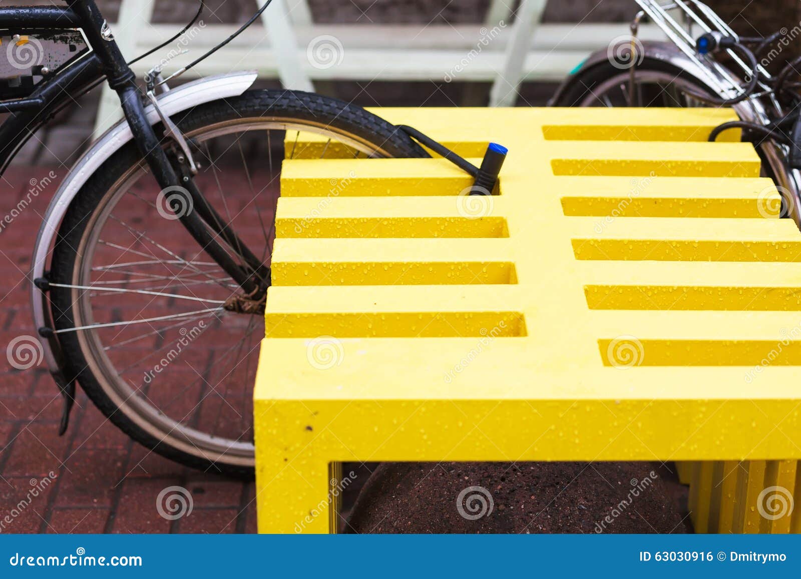 Bicycle Lock is Connected To the Stand Stock Photo Image of outdoor