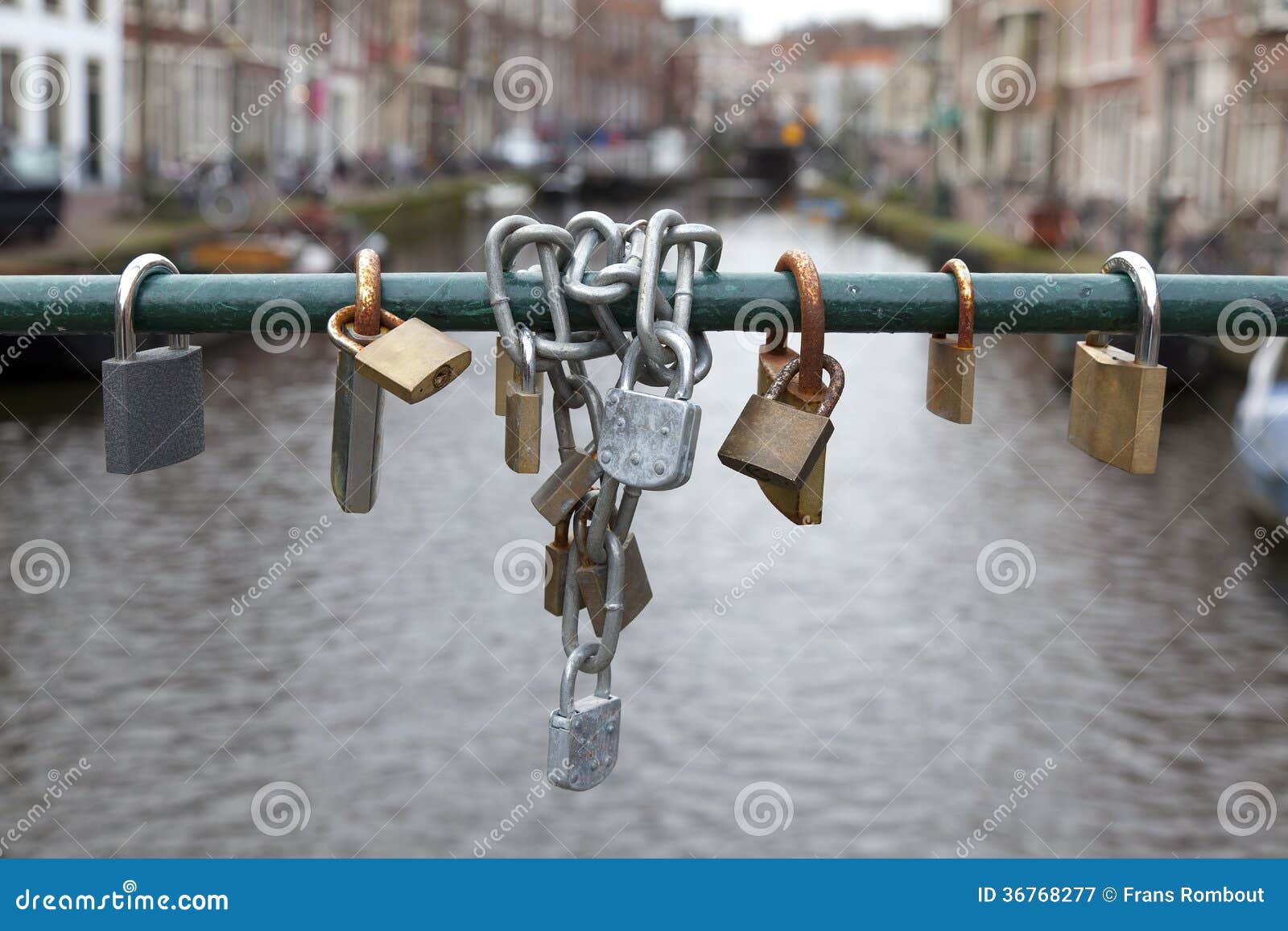 Bicycle Locks Hanging on the Bridge Stock Image Image of locks
