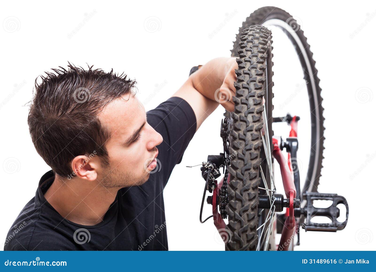 Bicycle maintenance stock photo. Image of vehicle, repairman 31489616