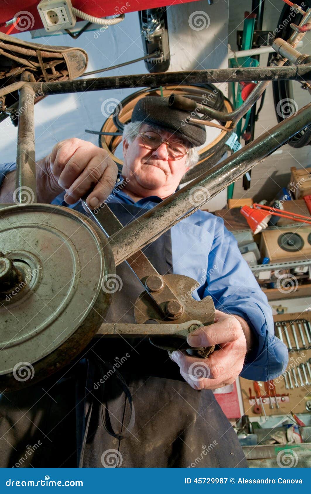 Bicycle Mechanic Repairing a Pedal Stock Image Image of male