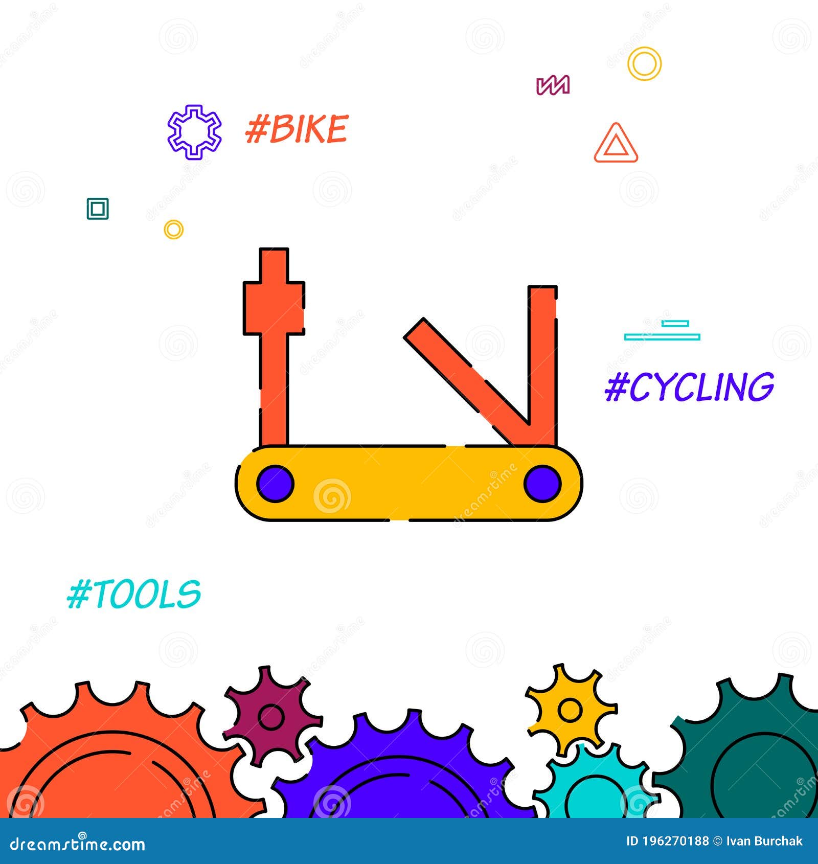 bicycle multi tool filled line icon, simple 