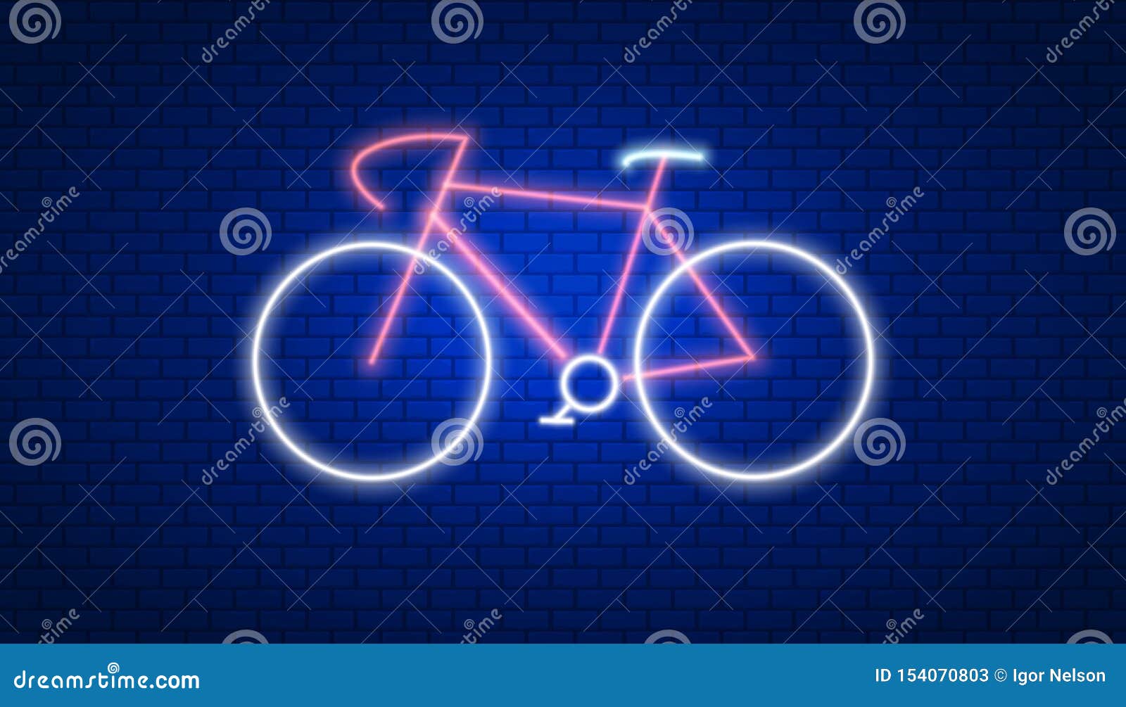 Bicycle in Neon Lights Effect Neon. Vector Illustration Design Stock