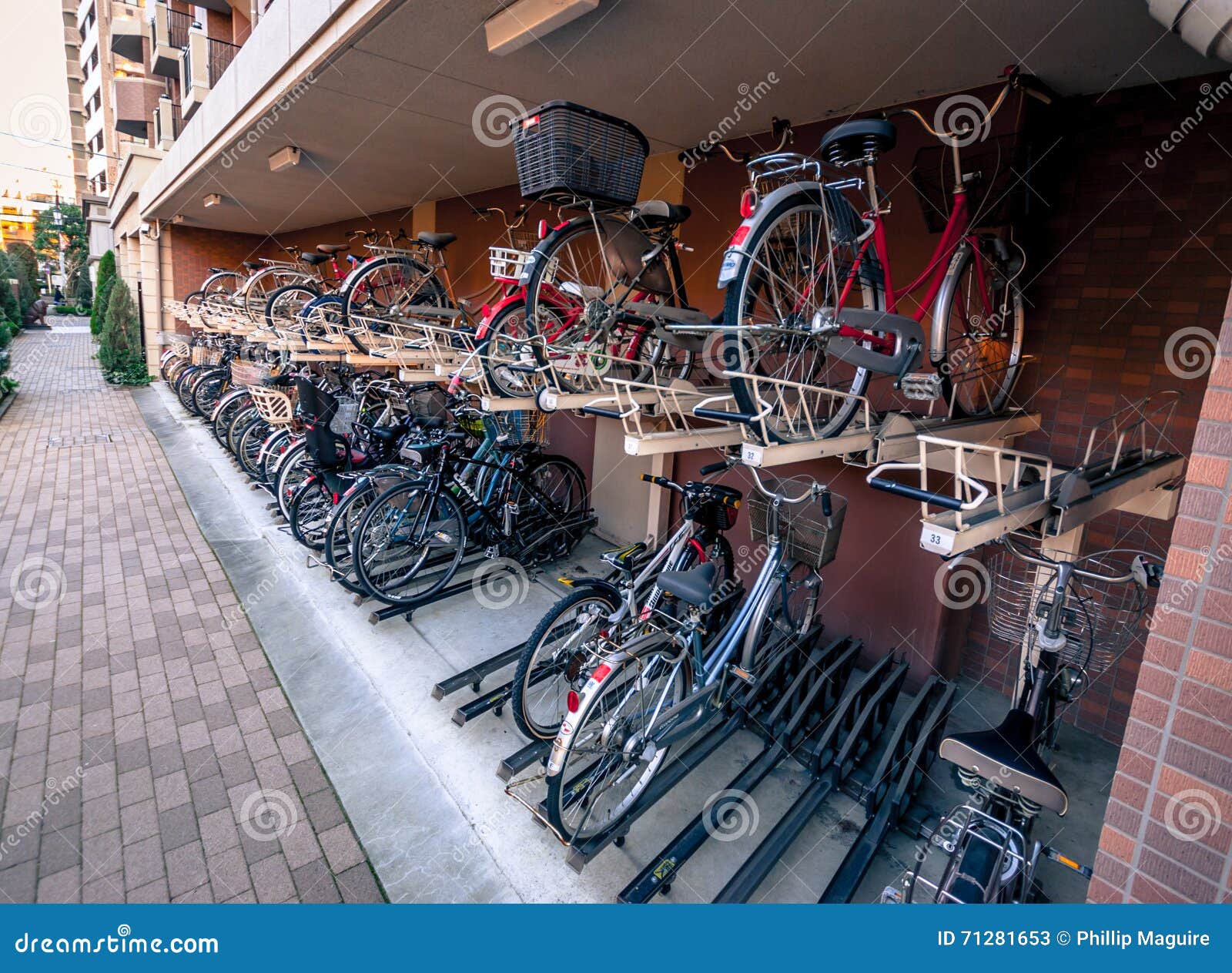 Bicycle Parking in Japan editorial stock photo. Image of public 71281653