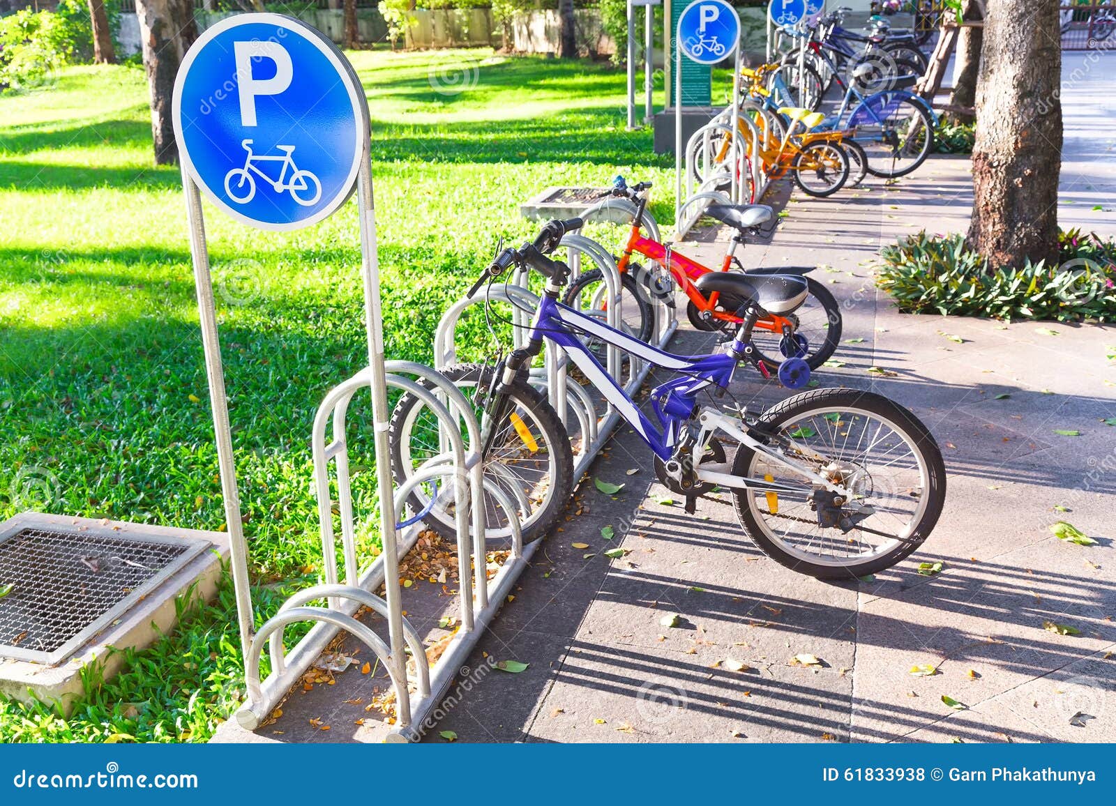 Bicycle Parking Sign in Public Park Stock Photo Image of lane, outdoor 61833938