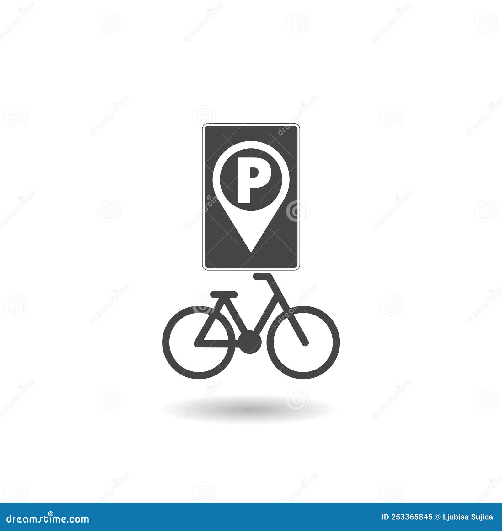 Bicycle Parking Sign with Shadow Stock Vector Illustration of bycicle