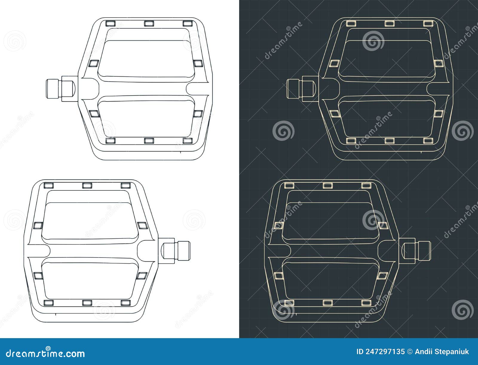 Bicycle pedals blueprints stock vector. Illustration of blueprints
