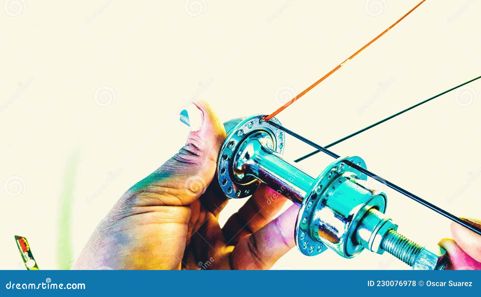 Bicycle Repair, Hands Assembling a Bicycle Wheel Stock Photo Image of