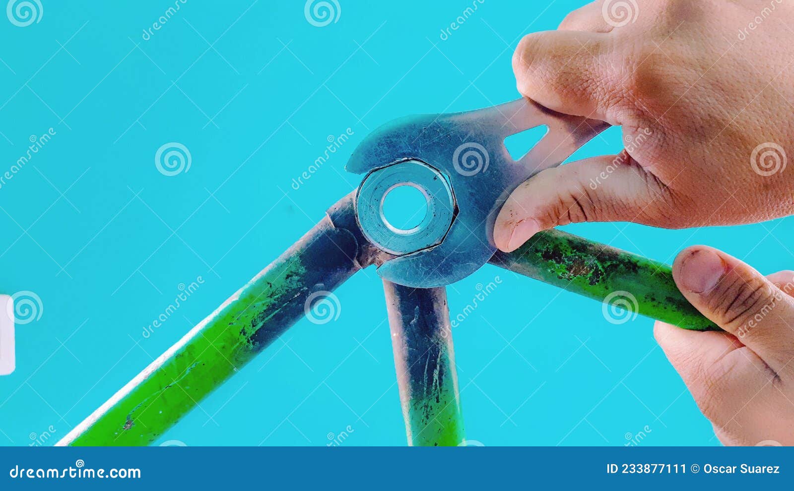 Bicycle Repair, Hands Repairing a Bicycle with a Tool, Home