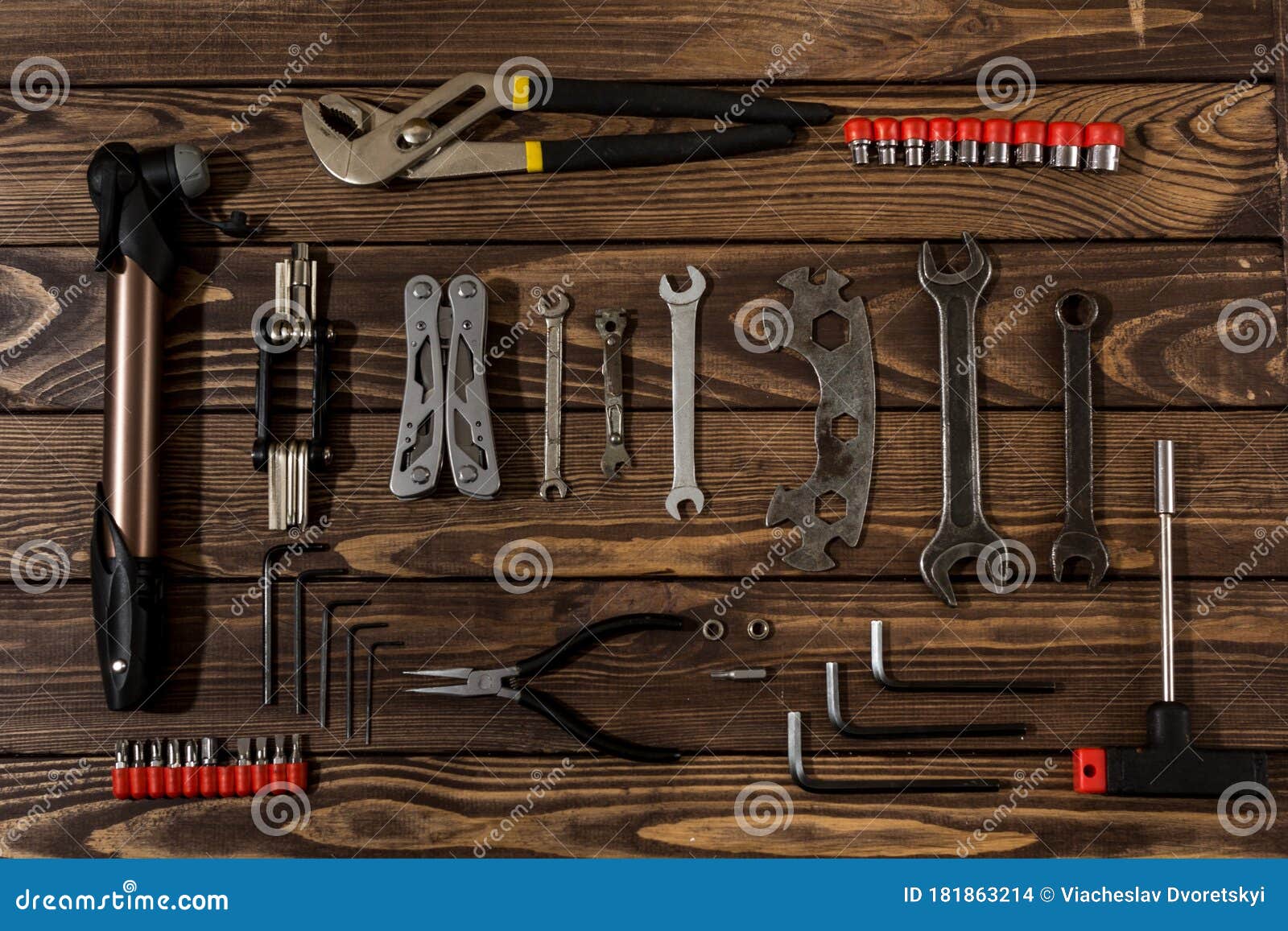 Bicycle Repair Tools. Repair Shop. Set of Tools Stock Photo Image of