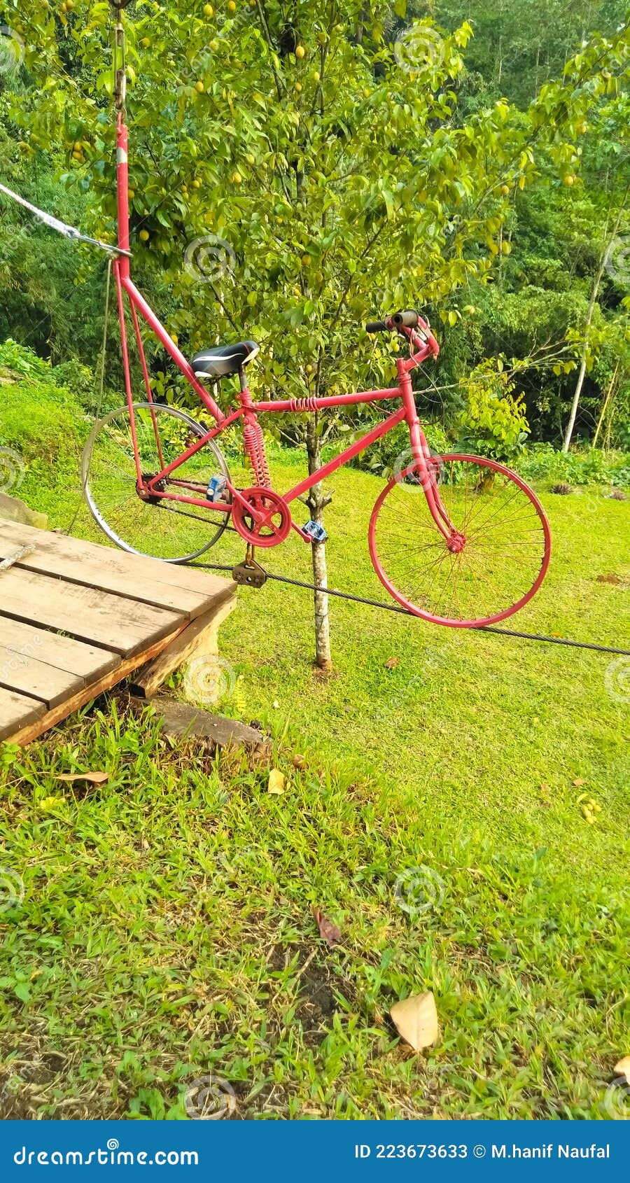 A Bicycle that Runs on a Rope Stock Image Image of soil, holiday