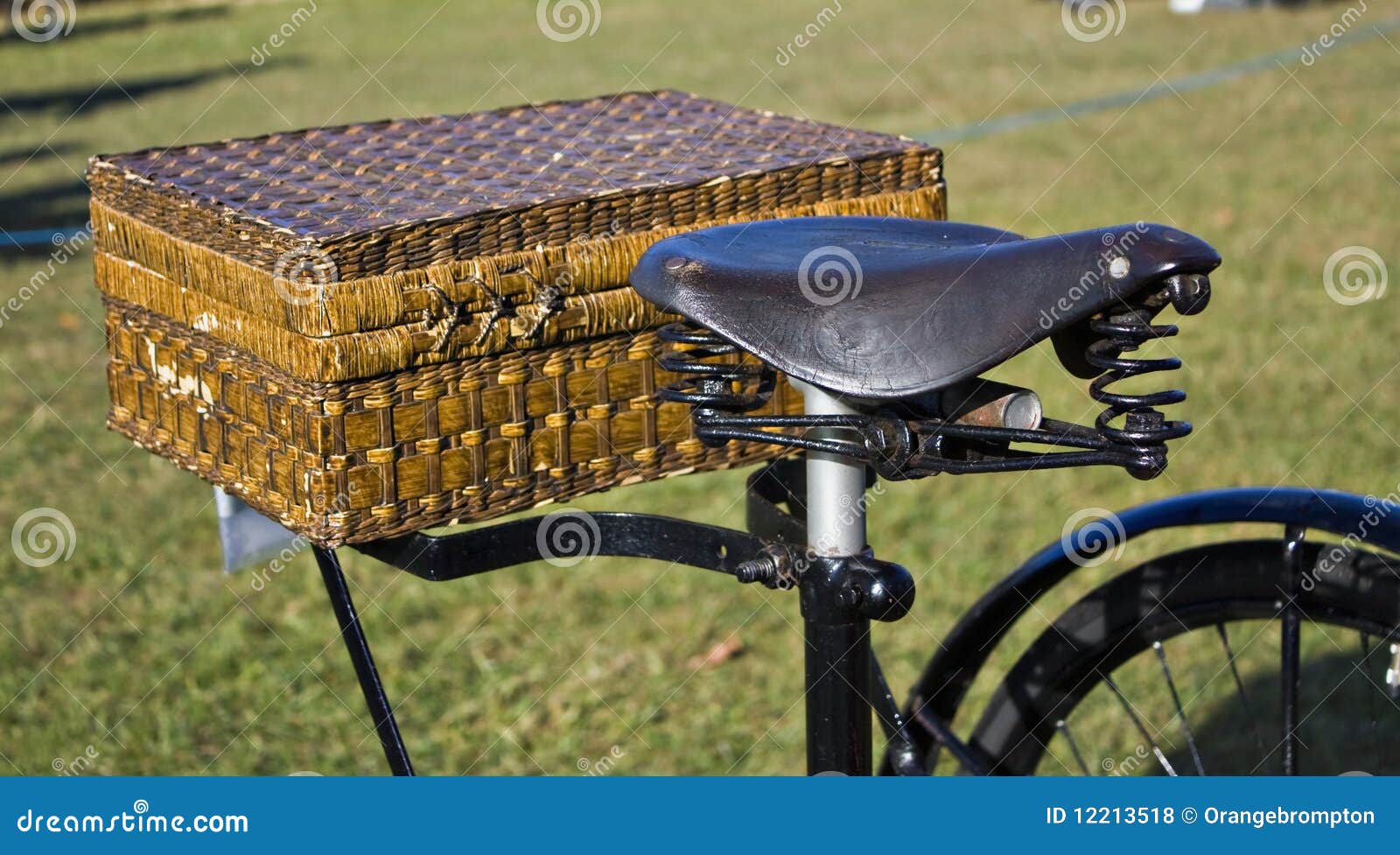 Bicycle saddle and basket stock photo. Image of basket 12213518
