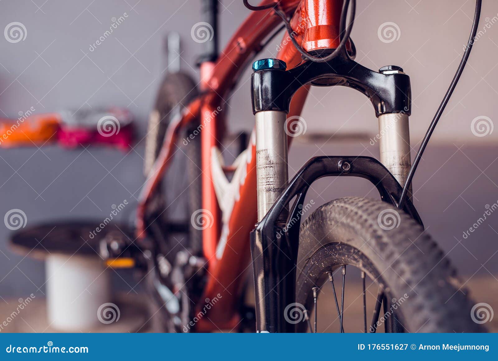 Bicycle Shock Absorbers that Must Be Fixed, Closeup Stock Image