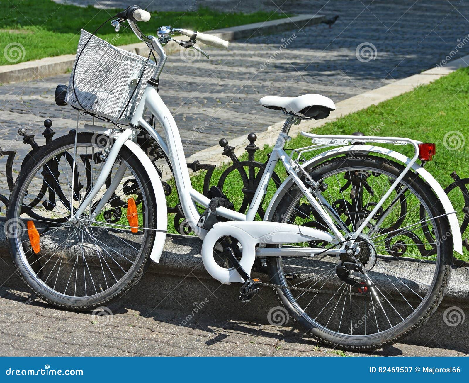 Bicycle with Shopping Basket Stock Image Image of basket, sitting