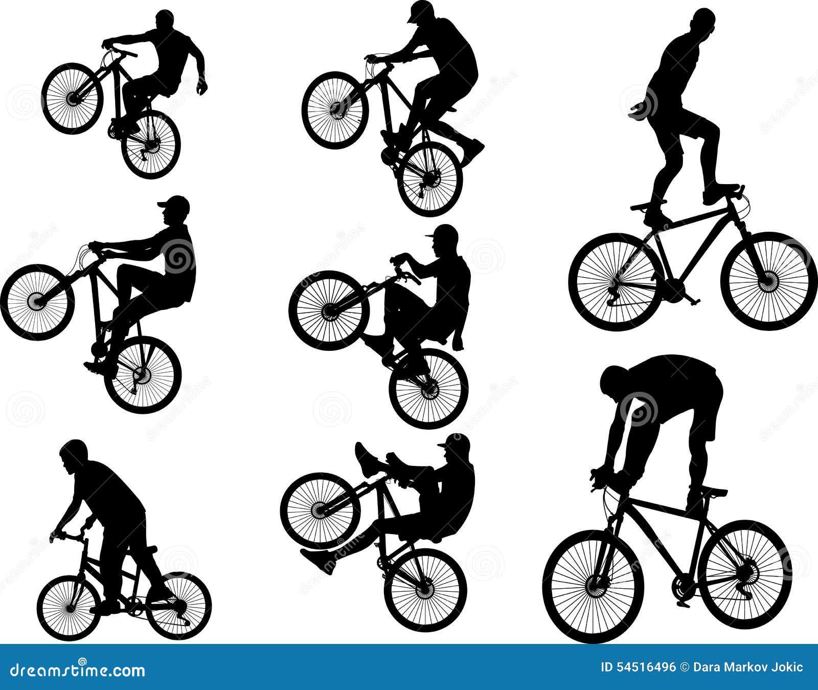 bicycle stunt vector silhouette people riding bike doing stunts 54516496