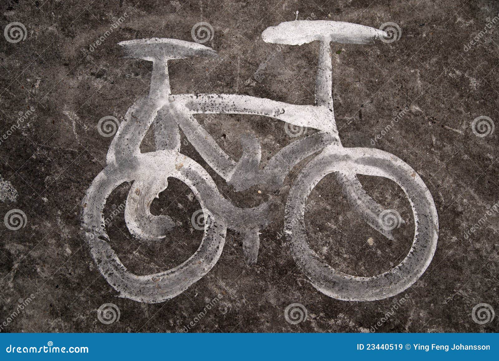 Hand painted bicycle symbol on public bicycle lane in China